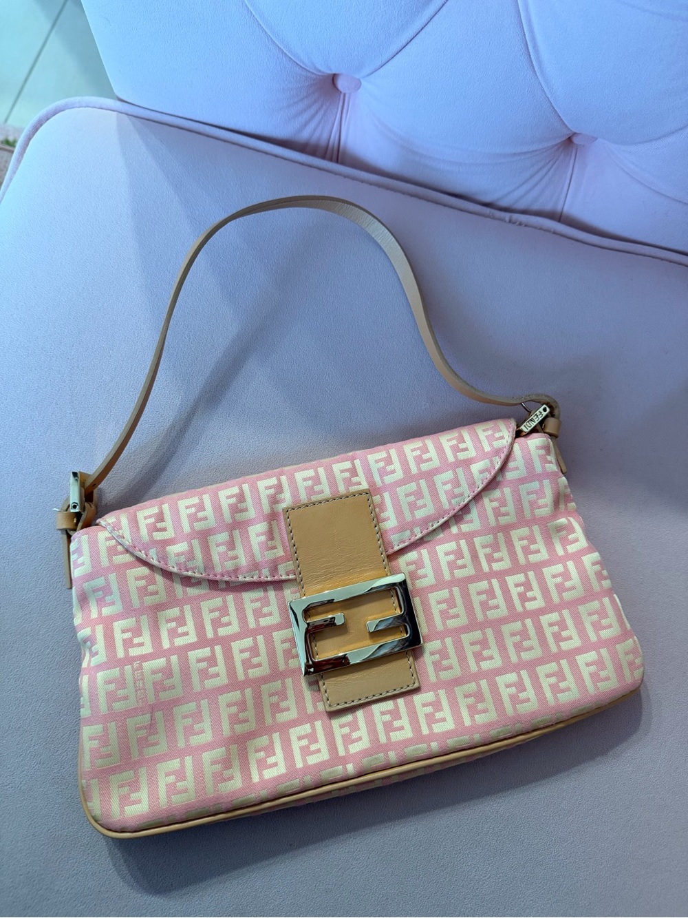 Pre-Loved Fendi Mini Zucchino Canvas Baguette